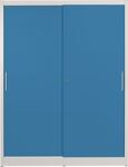 Schiebetürenschrank H1965xB1500xT500mm grau/blau 8 Fbd.m.Trennw.Vollblechtüren
