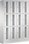 Fächerschrank H1800xB1190xT500mm m.Sockel Anz.Fächer 4x3 grau/grau Sichtfenstert