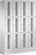 Fächerschrank H1800xB1190xT500mm m.Sockel Anz.Fächer 4x3 grau/grau Sichtfenstert