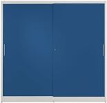 Schiebetürenschrank H1965xB2000xT420mm grau/enzianblau m.Trennw.Vollblechtüren