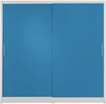 Schiebetürenschrank H1965xB2000xT420mm grau/blau 8 Fbd.m.Trennw.Vollblechtüren