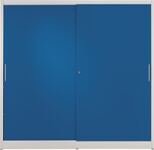 Schiebetürenschrank H1965xB2000xT500mm grau/enzianblau m.Trennw.Vollblechtüren