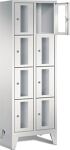 Fächerschrank H1850xB610xT500mm m.Füßen Anz.Fächer 2x4 grau/grau Sichtfenstert.