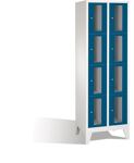 Fächerschrank H1850xB610xT500mm m.Füßen Anz.Fächer 2x4 grau/blau Sichtfenstert.