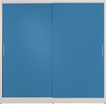 Schiebetürenschrank H1965xB2000xT600mm grau/blau 8 Fbd.m.Trennw.Vollblechtüren