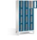 Fächerschrank H1850xB900xT500mm m.Füßen Anz.Fächer 3x4 grau/blau Sichtfenstert.
