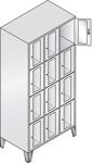 Fächerschrank H1850xB900xT500mm m.Füßen Anz.Fächer 3x4 Farbwahl Sichtfenstert.