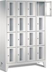 Fächerschrank H1850xB1190xT500mm m.Füßen Anz.Fächer 4x4 grau/grau Sichtfenstert.