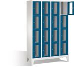 Fächerschrank H1850xB1190xT500mm m.Füßen Anz.Fächer 4x4 grau/blau Sichtfenstert.