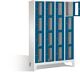 Fächerschrank H1850xB1190xT500mm m.Füßen Anz.Fächer 4x4 grau/blau Sichtfenstert.