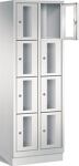 Fächerschrank H1800xB610xT500mm m.Sockel Anz.Fächer 2x4 grau/grau Sichtfenstert.
