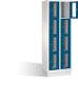 Fächerschrank H1800xB610xT500mm m.Sockel Anz.Fächer 2x4 grau/blau Sichtfenstert.