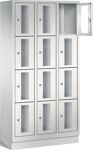 Fächerschrank H1800xB900xT500mm m.Sockel Anz.Fächer 3x4 grau/grau Sichtfenstert.