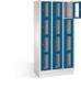 Fächerschrank H1800xB900xT500mm m.Sockel Anz.Fächer 3x4 grau/blau Sichtfenstert.