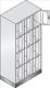 Fächerschrank H1800xB900xT500mm m.Sockel Anz.Fächer 3x4 Farbwahl Sichtfenstert.
