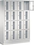 Fächerschrank H1800xB1190xT500mm m.Sockel Anz.Fächer 4x4 grau/grau Sichtfenstert