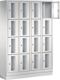 Fächerschrank H1800xB1190xT500mm m.Sockel Anz.Fächer 4x4 grau/grau Sichtfenstert