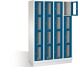 Fächerschrank H1800xB1190xT500mm m.Sockel Anz.Fächer 4x4 grau/blau Sichtfenstert