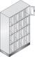 Fächerschrank H1800xB1190xT500mm m.Sockel Anz.Fächer 4x4 Farbwahl Sichtfenstert.