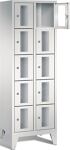 Fächerschrank H1850xB610xT500mm m.Füßen Anz.Fächer 2x5 grau/grau Sichtfenstert.