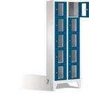 Fächerschrank H1850xB610xT500mm m.Füßen Anz.Fächer 2x5 grau/blau Sichtfenstert.