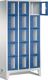 Fächerschrank H1850xB900xT500mm m.Füßen Anz.Fächer 3x5 grau/blau Sichtfenstert.