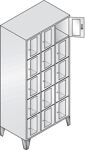 Fächerschrank H1850xB900xT500mm m.Füßen Anz.Fächer 3x5 Farbwahl Sichtfenstert.