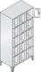 Fächerschrank H1850xB900xT500mm m.Füßen Anz.Fächer 3x5 Farbwahl Sichtfenstert.