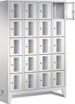 Fächerschrank H1850xB1190xT500mm m.Füßen Anz.Fächer 4x5 grau/grau Sichtfenstert.