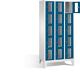 Fächerschrank H1850xB1190xT500mm m.Füßen Anz.Fächer 4x5 grau/blau Sichtfenstert.