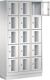 Fächerschrank H1800xB900xT500mm m.Sockel Anz.Fächer 3x5 grau/grau Sichtfenstert.