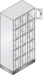 Fächerschrank H1800xB900xT500mm m.Sockel Anz.Fächer 3x5 Farbwahl Sichtfenstert.