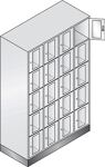 Fächerschrank H1800xB1190xT500mm m.Sockel Anz.Fächer 4x5 Farbwahl Sichtfenstert.