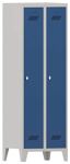 Garderobenschrank m.Füßen u.Drehriegel H1850xB600xT500mm grau/eblau 2 Abt.PAVOY