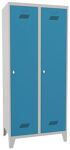 Garderobenschrank m.Füßen u.Drehriegel H1850xB800xT500mm grau/ltblau 2 Abt.PAVOY