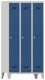 Garderobenschrank m.Füßen u.Drehriegel H1850xB900xT500mm grau/eblau 3 Abt.PAVOY
