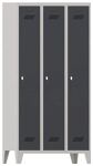 Garderobenschrank m.Füßen u.Drehriegel H1850xB900xT500mm grau/grau 3 Abt.PAVOY