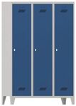Garderobenschrank m.Füßen u.Drehriegel H1850xB1200xT500mm grau/blau 3 Abt.PAVOY