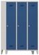 Garderobenschrank m.Füßen u.Drehriegel H1850xB1200xT500mm grau/blau 3 Abt.PAVOY