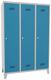 Garderobenschrank m.Füßen u.Drehriegel H1850xB1200xT500mm grau/tblau 3 Abt.PAVOY
