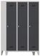 Garderobenschrank m.Füßen u.Drehriegel H1850xB1200xT500mm grau/grau 3 Abt.PAVOY