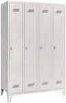 Garderobenschrank m.Füßen u.Drehriegel H1850xB1200xT500mm lichtgrau 4 Abt.PAVOY