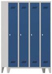 Garderobenschrank m.Füßen u.Drehriegel H1850xB1200xT500mmgrau/blau 4 Abt.PAVOY