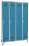 Garderobenschrank m.Füßen u.Drehriegel H1850xB1200xT500mm grau/blau 4 Abt.PAVOY