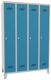 Garderobenschrank m.Füßen u.Drehriegel H1850xB1200xT500mm grau/blau 4 Abt.PAVOY