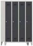 Garderobenschrank m.Füßen u.Drehriegel H1850xB1200xT500mm grau/grau 4 Abt.PAVOY