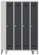 Garderobenschrank m.Füßen u.Drehriegel H1850xB1200xT500mm grau/grau 4 Abt.PAVOY