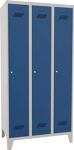 Garderobenschank m.Füßen u.Zyl.H1850xB900xT500mm lichtgrau/blau 3 Abt.PAVOY