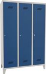 Garderobenschank m.Füßen u.Zyl.H1850xB1200xT500mm lichtgrau/blau 3 Abt.PAVOY