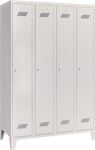 Garderobenschank m.Füßen u.Zyl.H1850xB1200xT500mm lichtgrau/lichtgrau 4Abt.PAVOY
